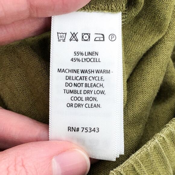 Nicole Miller Linen Blend Baggy Pant Drawstring Lagenlook Boho Size Small Green - Picture 10 of 16